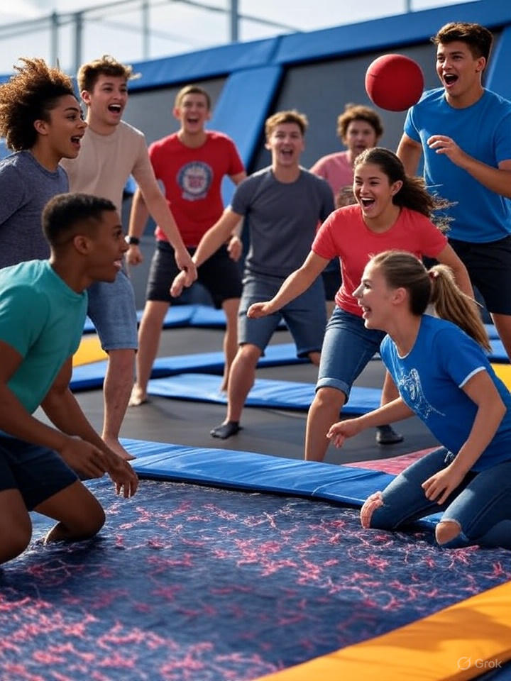 Free-style trampoline jumps at JumpArena